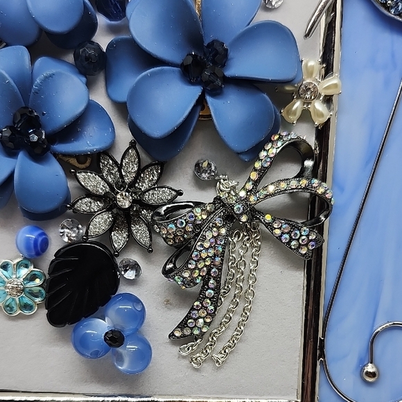 Blue Floral Stained Glass Frame Jewerly Art Picture - Picture 7 of 9